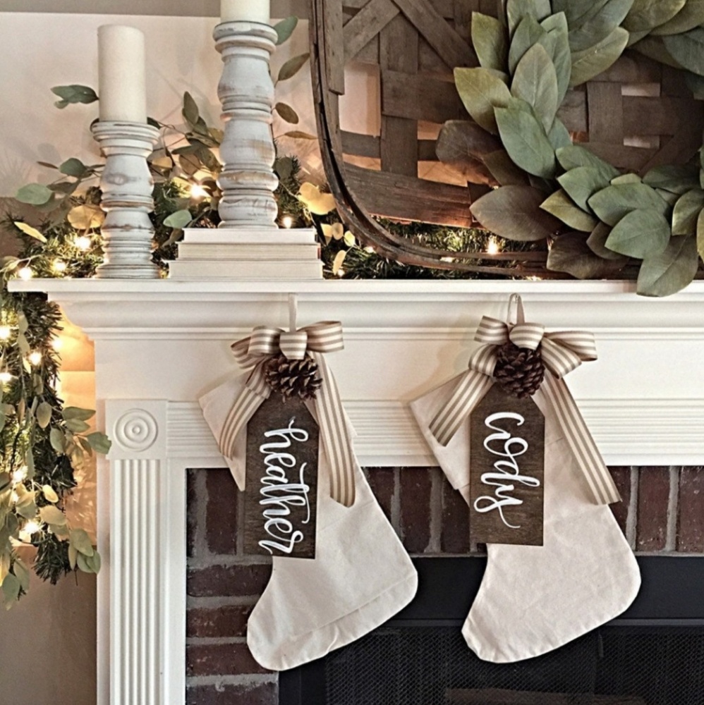 Wood Name Tag Decor- Stockings, Gifts, Trays Etc